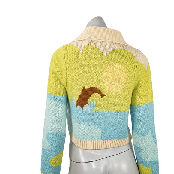 HOUSE OF SUNNY Women's Soul Surfer Cardigan dolphin multi color sz 4 NWT - Picture 11 of 12